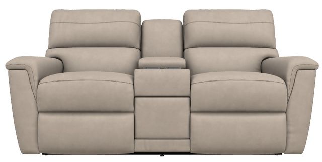 La-Z-Boy® Ava Ivory Leather Power Reclining Loveseat with Console and Headrest-1