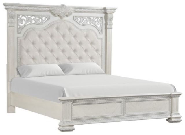 Furniture of America® Promenade Wire Brushed White Eastern King Panel Bed-0