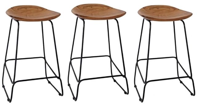 Jofran Inc. Nature's Edge 3-Piece Black/Natural Backless Stool Set-0