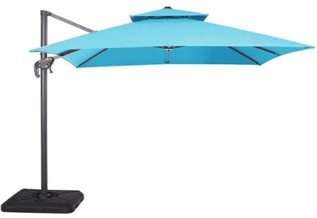 Furniture of America® Hero Teal Aluminum/Polyester Outdoor Patio Umbrella and Base-0