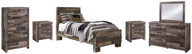 Benchcraft® Derekson 6-Piece Multi Gray Twin Panel Bed Set-0