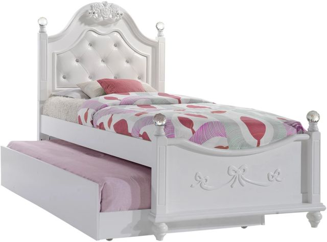 Elements International Alana White Twin Platform Youth Bed with Storage Trundle-0