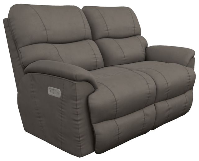 La-Z-Boy® Trouper Gray Leather Power Reclining Loveseat with Headrest-0