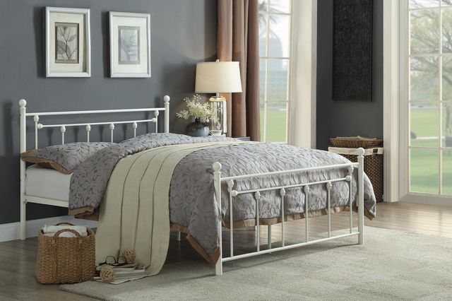 Mazin Furniture Lia Full White Metal Rod Bed-1