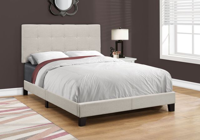 Monarch Specialties Inc. Beige Linen Full Bed-1