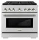 ZLINE Autograph Edition Paramount 36" Stainless Steel/Polished Nickel Helix Handle Freestanding Gas Range with 6 Burner Cooktop and Convection Gas Oven-0