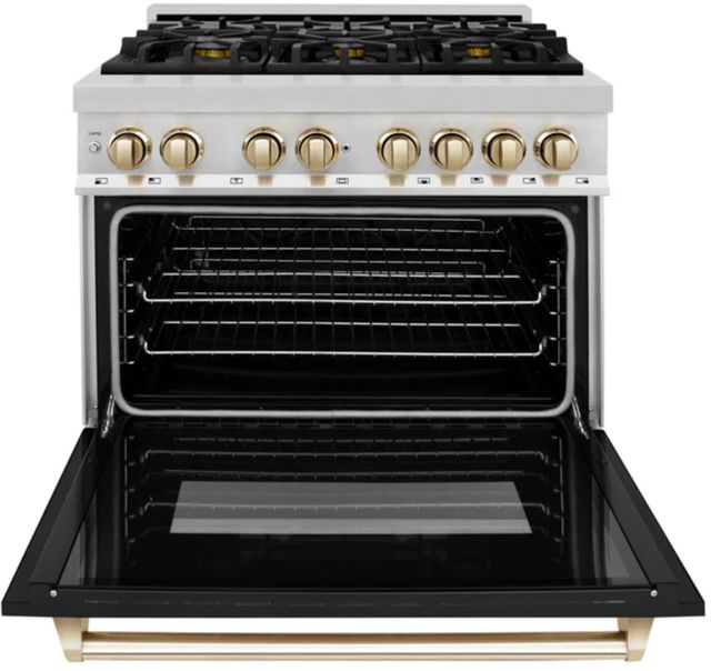 ZLINE Autograph Edition 36" Stainless Steel Pro Style Dual Fuel Range with Black Matte Door-1
