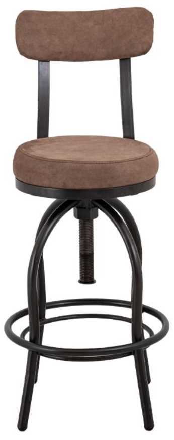 International Furniture Direct Altea Brown/Matte Black Upholstered Adjustable Barstool-1
