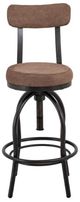 International Furniture Direct Altea Brown/Matte Black Upholstered Adjustable Barstool-1