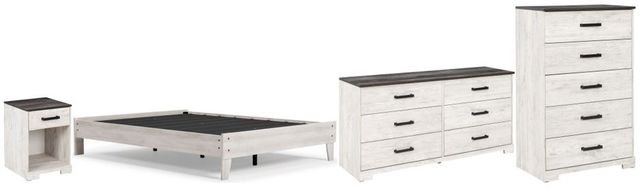 Signature Design by Ashley® Shawburn 4-Piece Whitewash Queen Platform Bed Set-0