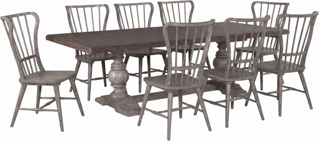 Liberty Furniture River Place 9-Piece Riverstone Gray/Tobacco Dining Set-0