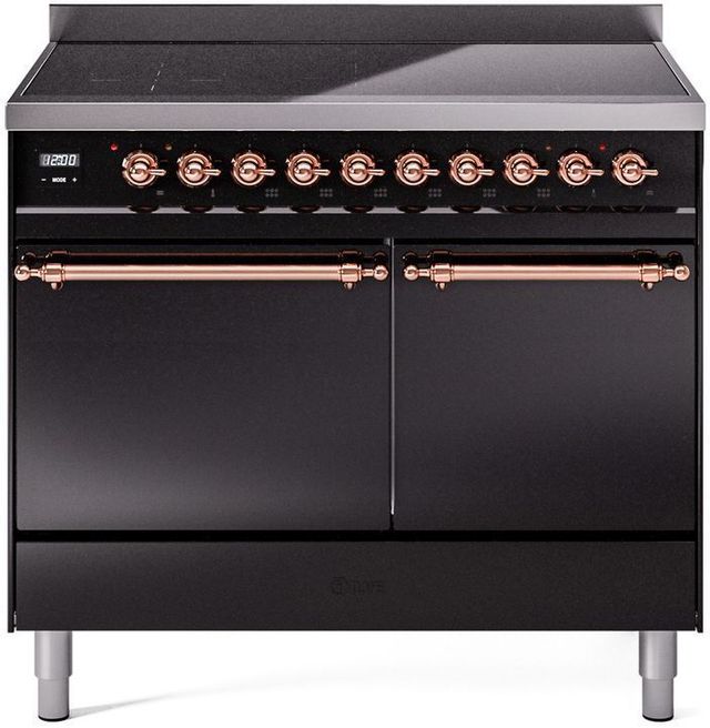 Ilve® Nostalgie II Series 40" Glossy Black Pro Style Induction Range-0