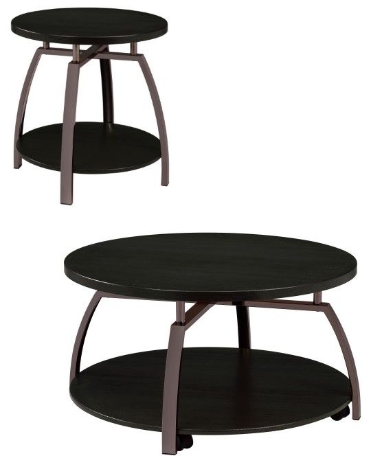 Coaster® Dacre 2-Piece Dark Charcoal Occasional Table with Black Nickel Accent Set-0