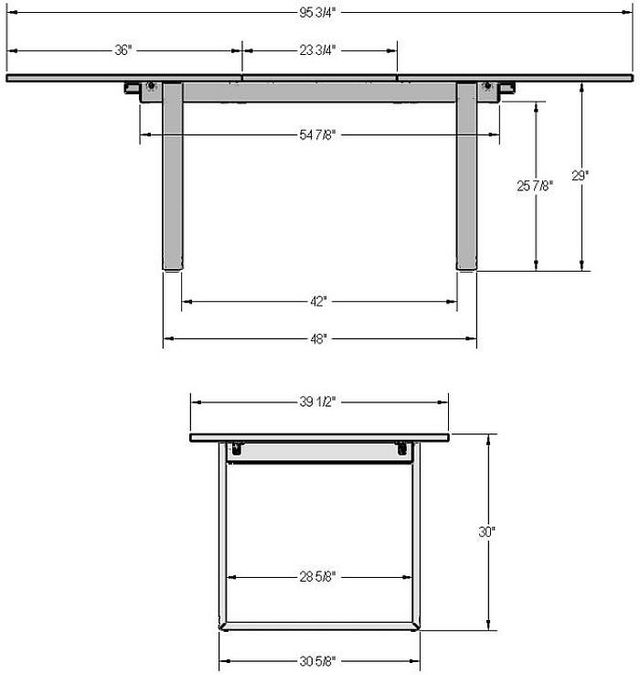 Amisco Customizable Burton 96" Rectangular Extendable Table with 1" Walnut Veneer Top and 1 Leaf-3