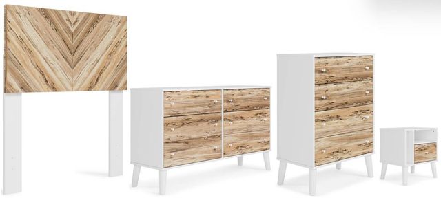 Signature Design by Ashley® Piperton 4-Piece Two-Tone Brown/White Twin Panel Headboard Bedroom Set-0