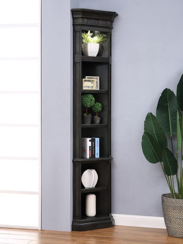 Parker House® Washington Heights Washed Charcoal Corner Bookcase-1
