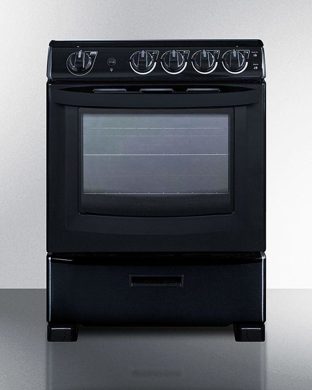 Summit® White Pearl Series 24" Black Slide-In Electric Range-2