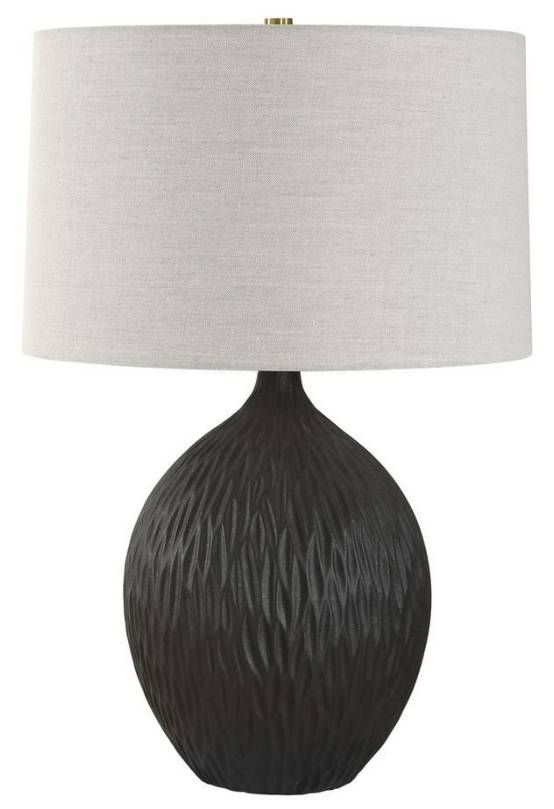 Uttermost® Levee Light Gray Table Lamp with Satin Black Base-3