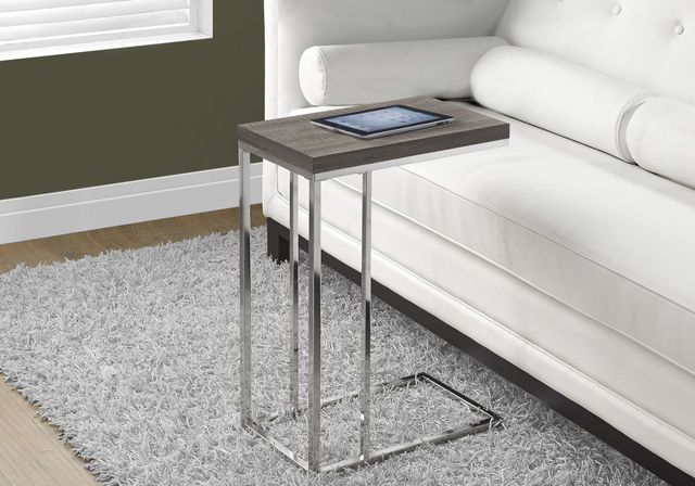 Monarch Specialties Inc. Dark Taupe Accent Table with Chrome Metal Base-2