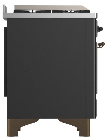Ilve® Majestic III 60" Graphite Matte Pro Style Dual Fuel Liquid Propane Range with Solid Door and Burnished Trim-3