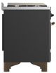 Ilve® Majestic III 60" Graphite Matte Pro Style Dual Fuel Liquid Propane Range with Solid Door and Burnished Trim-3