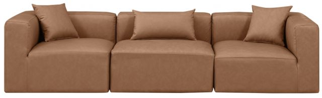 Meridian Furniture Cube 3-Piece Brown Vegan Leather Modular Sofa-1