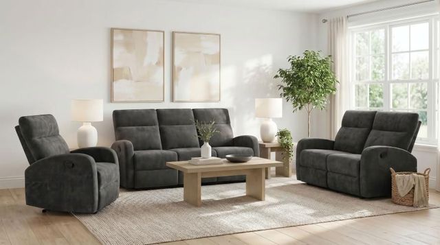 Coaster® Hamilton 3-Piece Charcoal Gray Manual Reclining Sofa Set-2