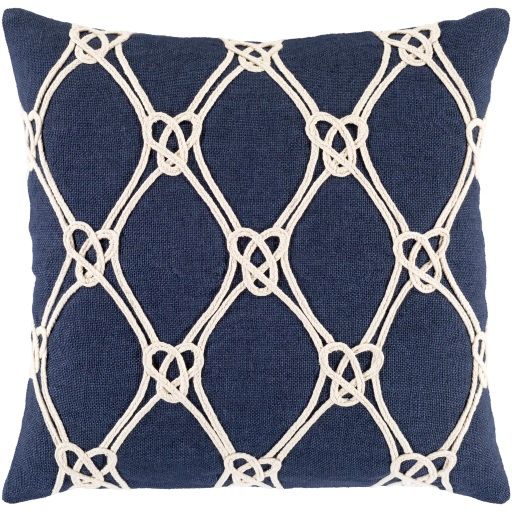 Surya Marion Dark Blue 20"x20" Toss Pillow with Down Insert-0