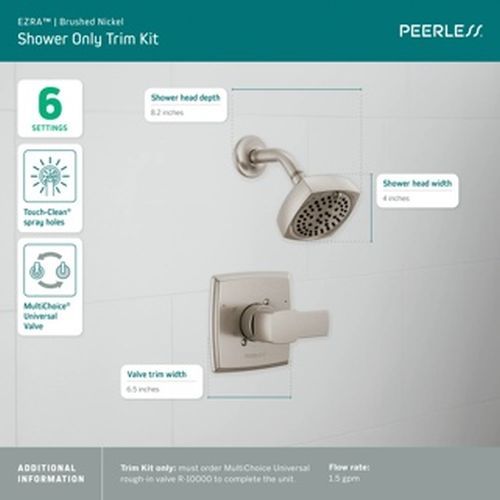Peerless Ezra® Brushed Nickel Chrome Shower Trim Kit-3