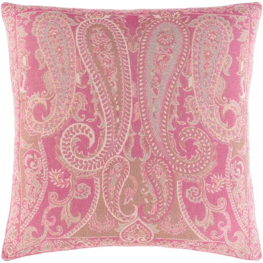Surya Boteh Bright Pink 20"x20" Toss Pillow with Down Insert-0