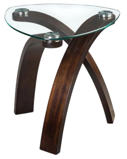 Magnussen Home® Allure Glass Top Oval End Table with Hazelnut Base-0