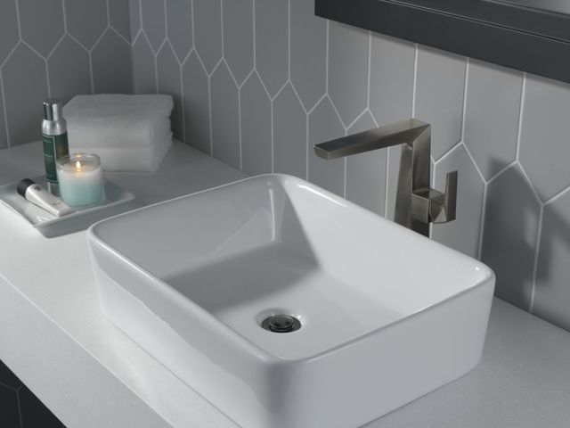 Delta Trillian™ Lumicoat® Black Stainless 10" Single Handle Mid-Height Bathroom Faucet-1