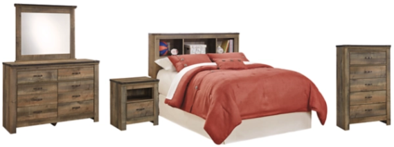 Signature Design by Ashley® Trinell 5-Piece Brown Full Bookcase Headboard Bedroom Set-0