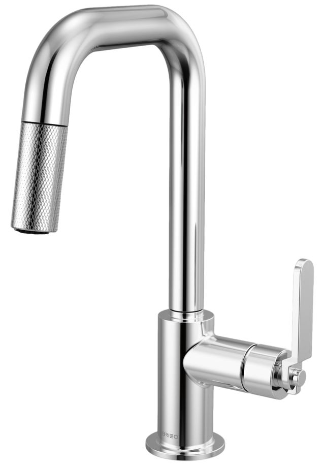 Brizo Litze® Polished Chrome Pull-Down Prep Faucet with Square Spout and Industrial Handle-0