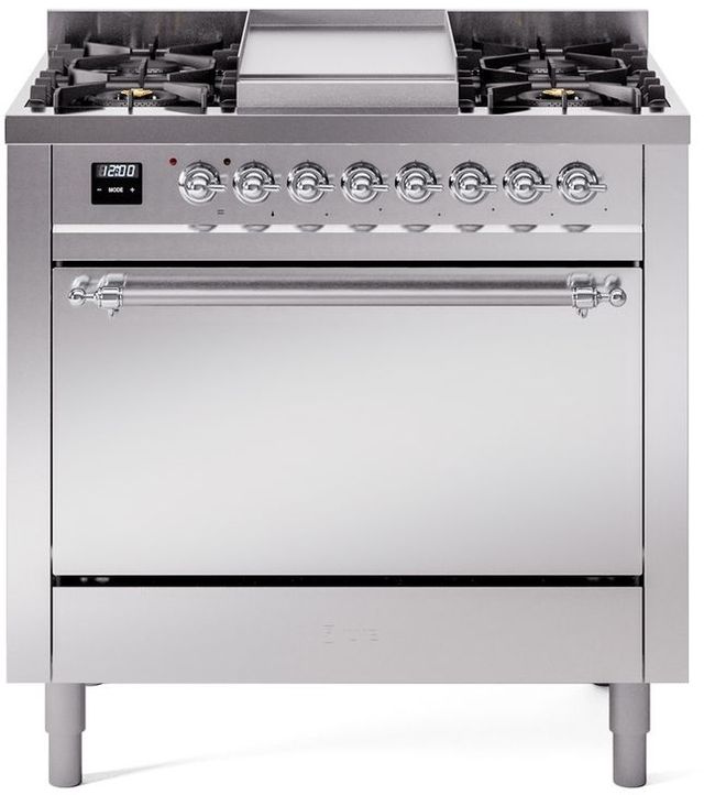 Ilve® Nostalgie II Series 36" Stainless Steel Pro Style Dual Fuel Range-0