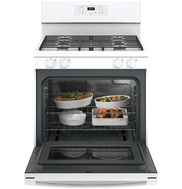 GE® 30" White Freestanding Gas Range-2