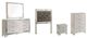 Signature Design by Ashley® Lonnix 5-Piece Silver Twin Upholstered Panel Headboard Bed Set-0