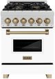 ZLINE Autograph Edition Legacy 24" Satin Stainless Steel Pro-Style Dual Fuel Range with Electric Convection Oven and White Matte Door-0