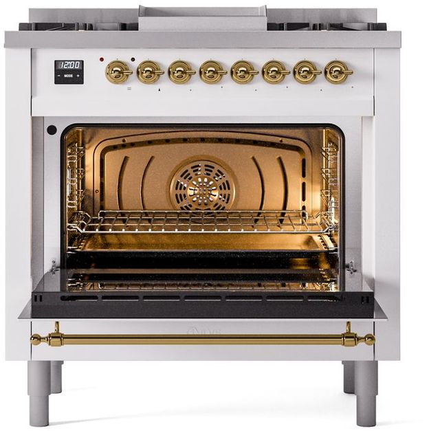 Ilve® Nostalgie II Series 36" White Pro Style Dual Fuel Range-2