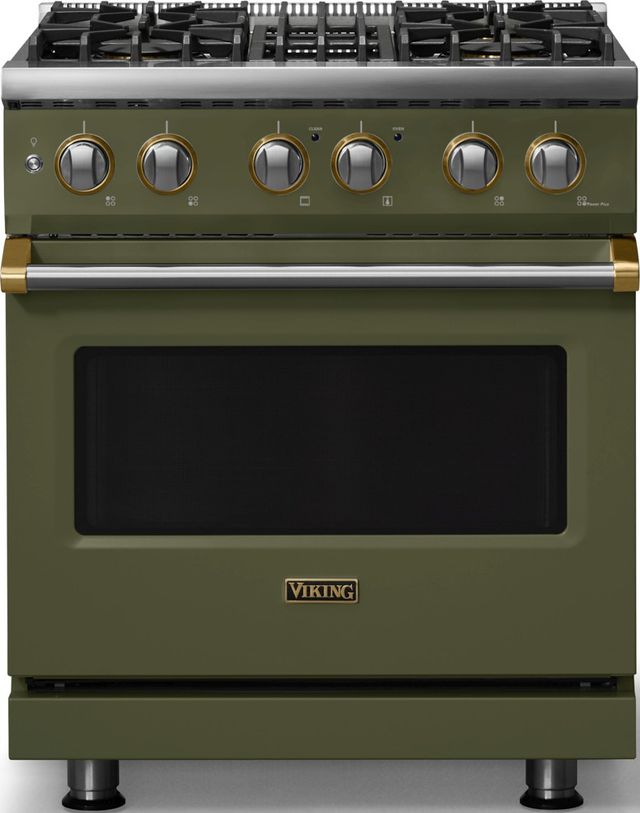 Viking® 5 Series 30" Martini Pro Style Dual Fuel (LP) Range with Brushed Brass Trim-0