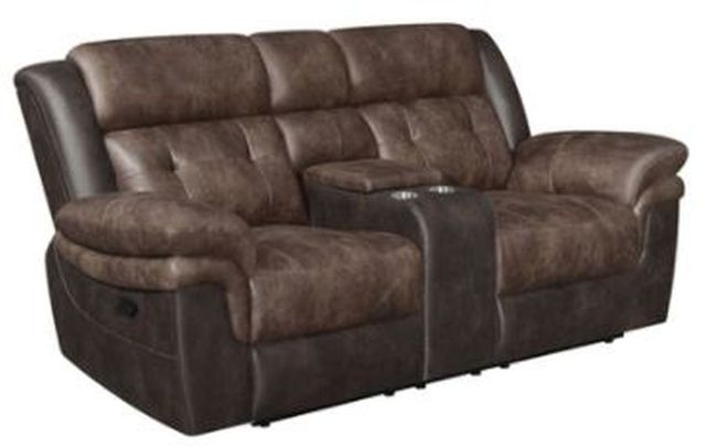 Coaster® Saybrook Chocolate/Dark Brown Reclining Tufted Cushion Motion Loveseat-0