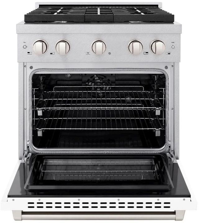 ZLINE Paramount 30" Satin Stainless Steel Pro Style Dual Fuel Range with White Matte Door-1