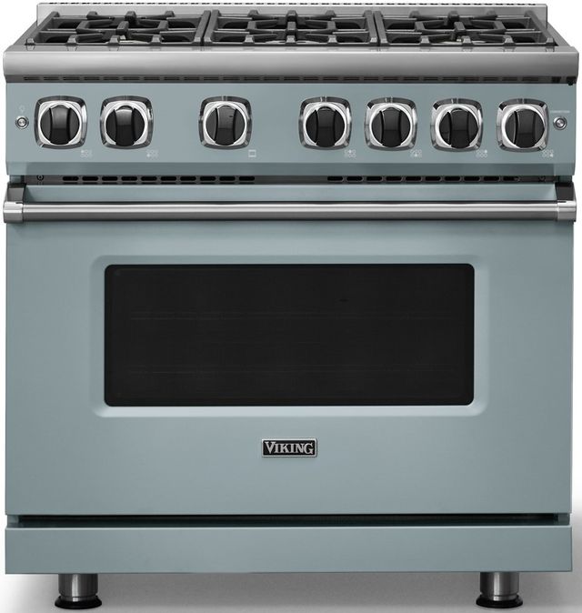 Viking® 7 Series 36" November Sky Pro Style Natural Gas Range-2