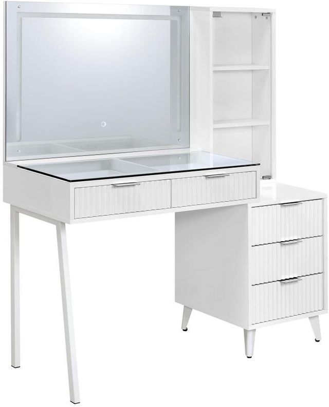 Coaster® Souza White High Gloss Vanity Table With LED Mirror-0