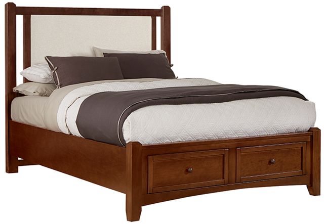 Vaughan-Bassett Bonanza Cherry/Linen Full Upholstered Panel Storage Bed-0