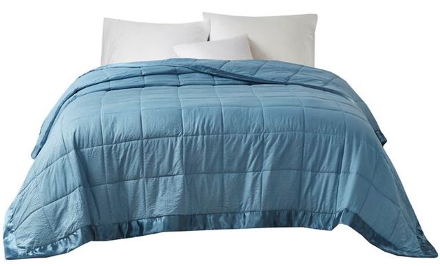 Olliix by Madison Park Cambria Slate Blue King Premium Oversize Down Alternative Blanket with 3M Scotchgard-1