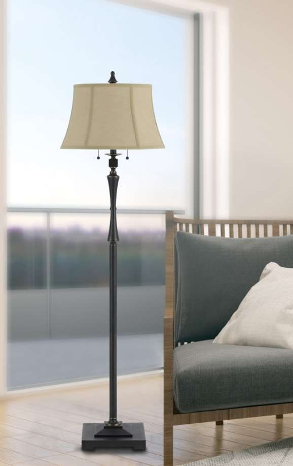 Cal® Lighting & Accessories Madison Beige/Oil Rubbed Bronze Club Floor Lamp-1