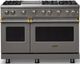 Viking® 5 Series 48" Damascus Gray Pro Style Gas (NG) Range with Brushed Brass Trim-0