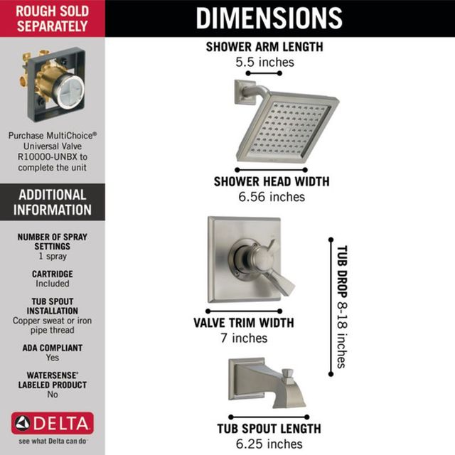 Delta Dryden® Monitor® 17 Series Stainless Tub and Shower Trim-4