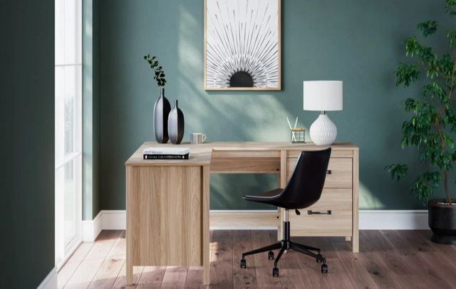 Signature Design by Ashley® Battelle Tan Office Desk with Return-7